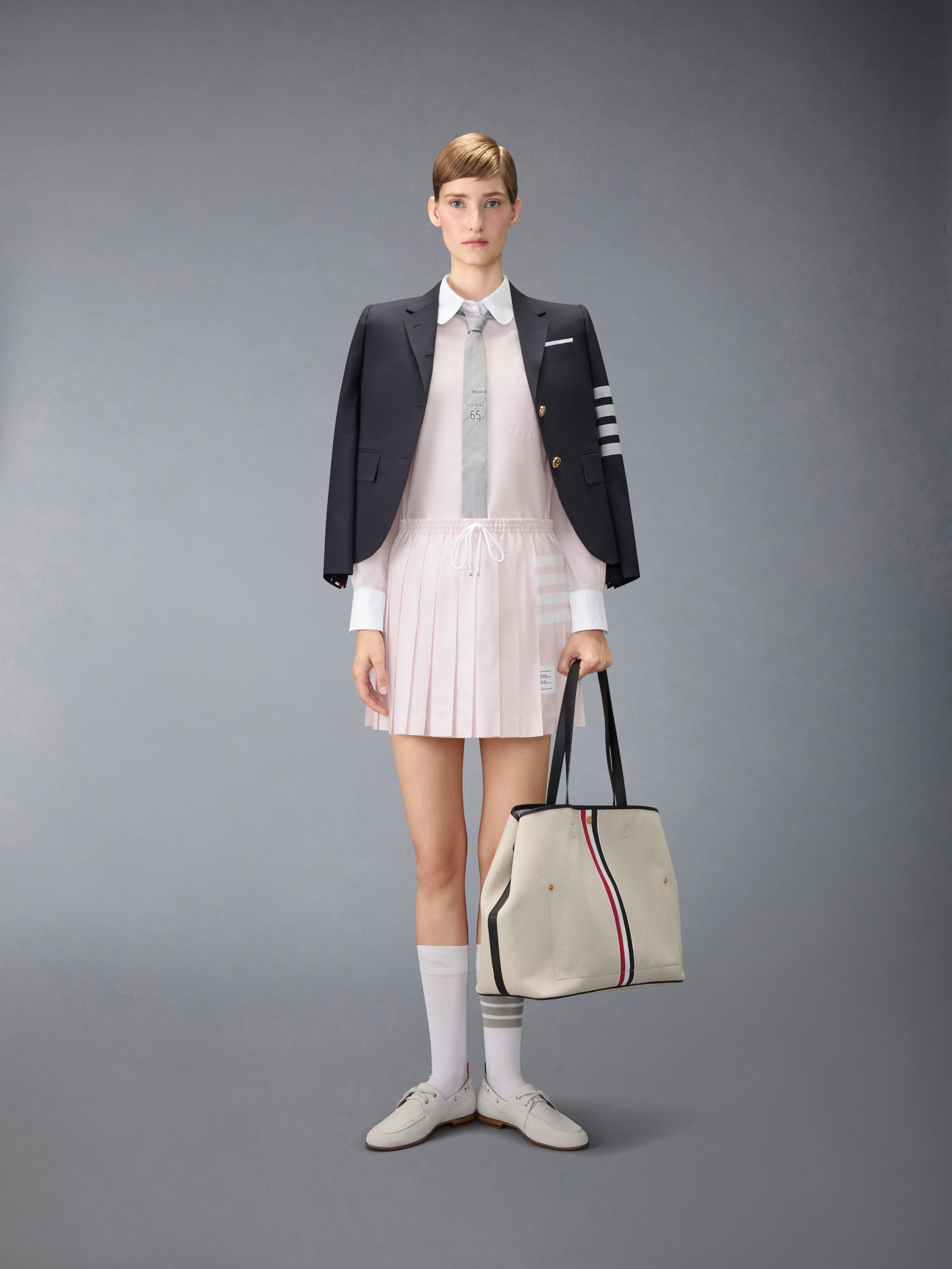 【タグ付き新品正規品】THOM BROWNE 4BAR ミニプリーツスカート オックスフォード 4-BAR ドローストリング プリーツ ミニスカート