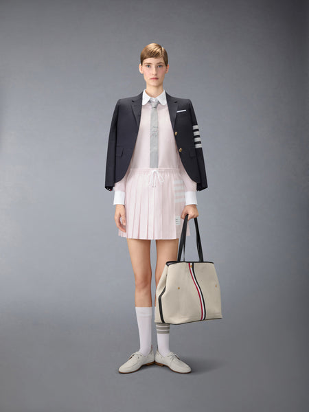 OXFORD 4-BAR DRAWSTRING PLEATED MINI SKIRT LT PINK