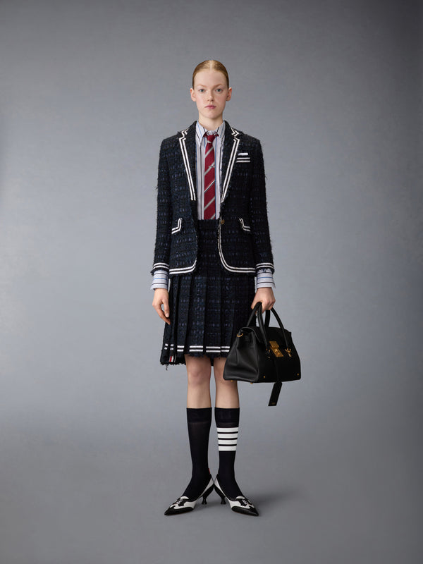 새틴 리본 트위드 프레이드 플리츠 스커트 - image 4