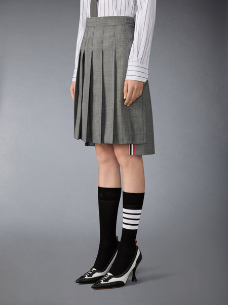 FUNMIX HOUNDSTOOTH FRESCO PLEATED SKIRT BLK/WHT