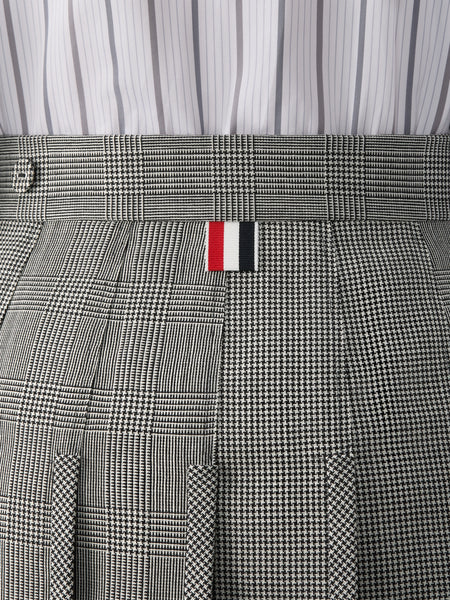 FUNMIX HOUNDSTOOTH FRESCO PLEATED SKIRT BLK/WHT