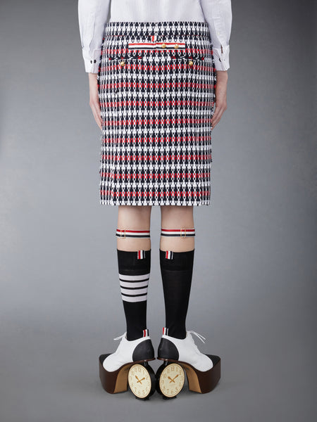 GROSGRAIN TWEED LOW WAIST SKIRT RWBWHT