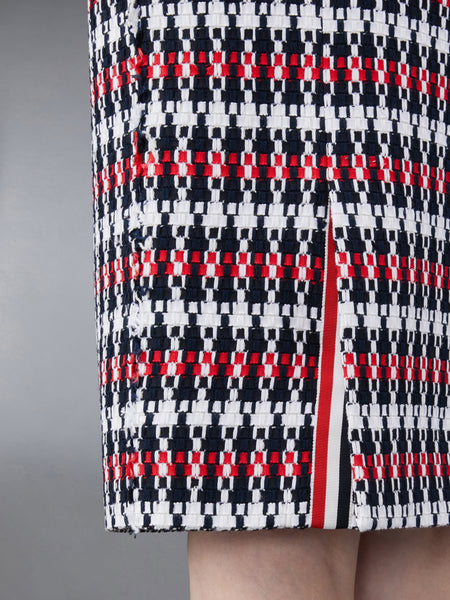 GROSGRAIN TWEED LOW WAIST SKIRT RWBWHT