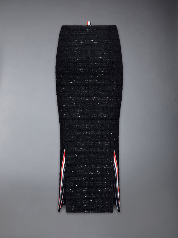 オーガンザ リボン ツイード ローライズ マキシ ホッブル スカート - featured image