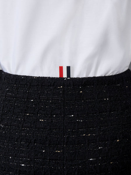 オーガンザ リボン ツイード ローライズ マキシ ホッブル スカート 黒