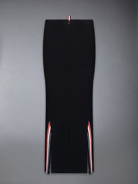 ソリッドウールクレープローライズマキシホブルスカート 黒