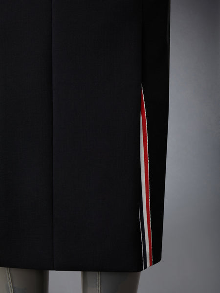 ソリッドウールクレープローライズマキシホブルスカート 黒