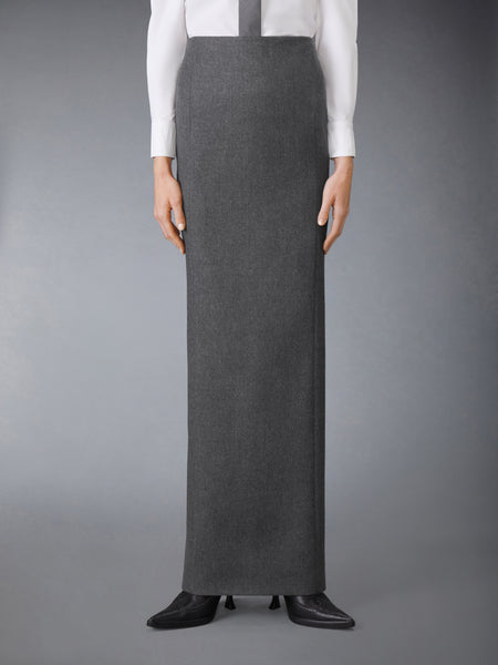 SOLID WOOL FLANNEL PENCIL SKIRT