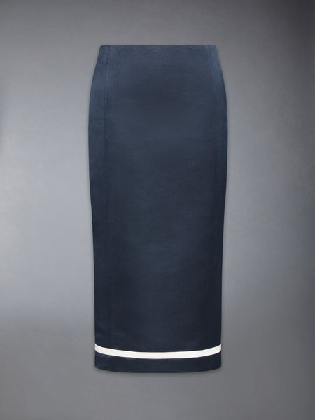 SOLID DOUBLE DUCHESS PENCIL SKIRT
