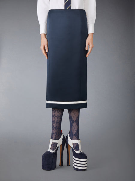SOLID DOUBLE DUCHESS PENCIL SKIRT