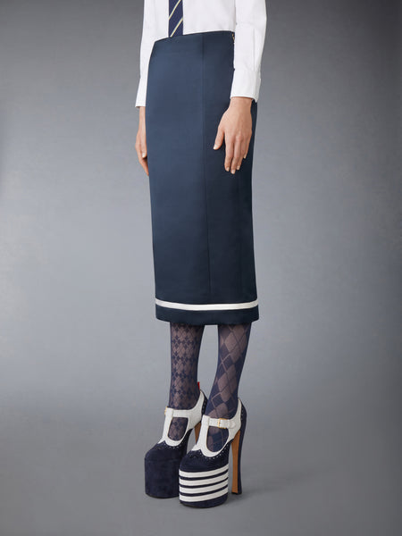 SOLID DOUBLE DUCHESS PENCIL SKIRT