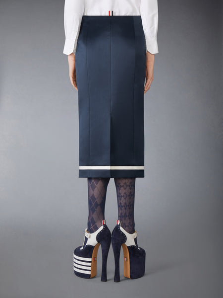SOLID DOUBLE DUCHESS PENCIL SKIRT