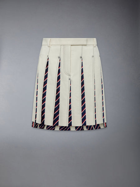 DENIM LOW RISE PLEATED SKIRT WHITE