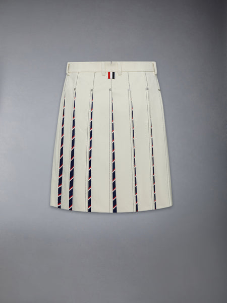 DENIM LOW RISE PLEATED SKIRT WHITE