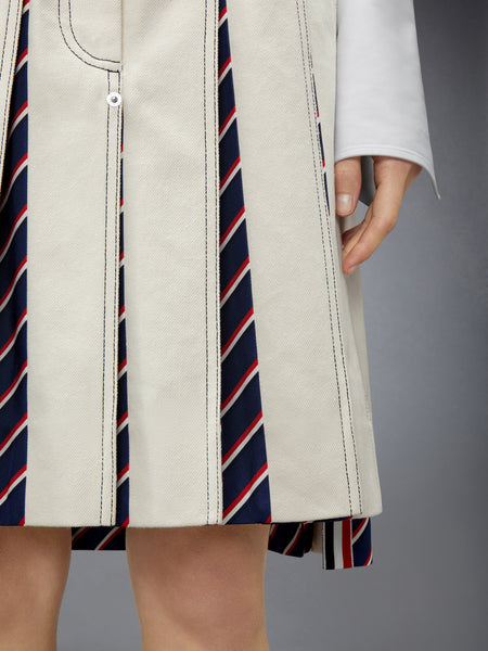 DENIM LOW RISE PLEATED SKIRT WHITE