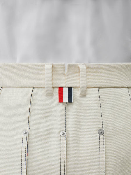 DENIM LOW RISE PLEATED SKIRT WHITE