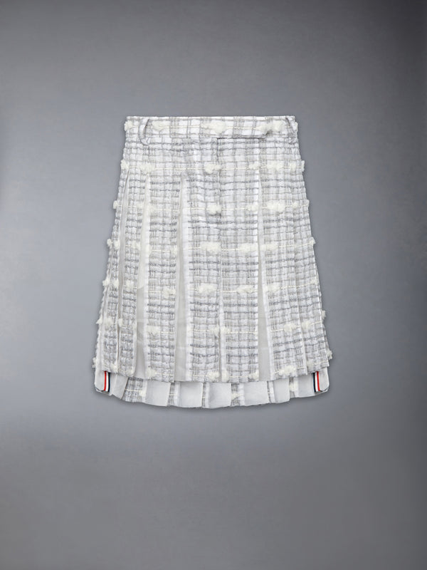 REPP STRIPE POUF TWEED LOW RISE PLEATED SKIRT - featured image