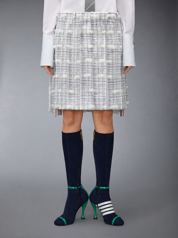 REPP STRIPE POUF TWEED LOW RISE PLEATED SKIRT - image 1
