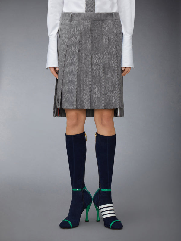 WOOL SEERSUCKER PLEATED LOW RISE PLEATED SKIRT - image 1