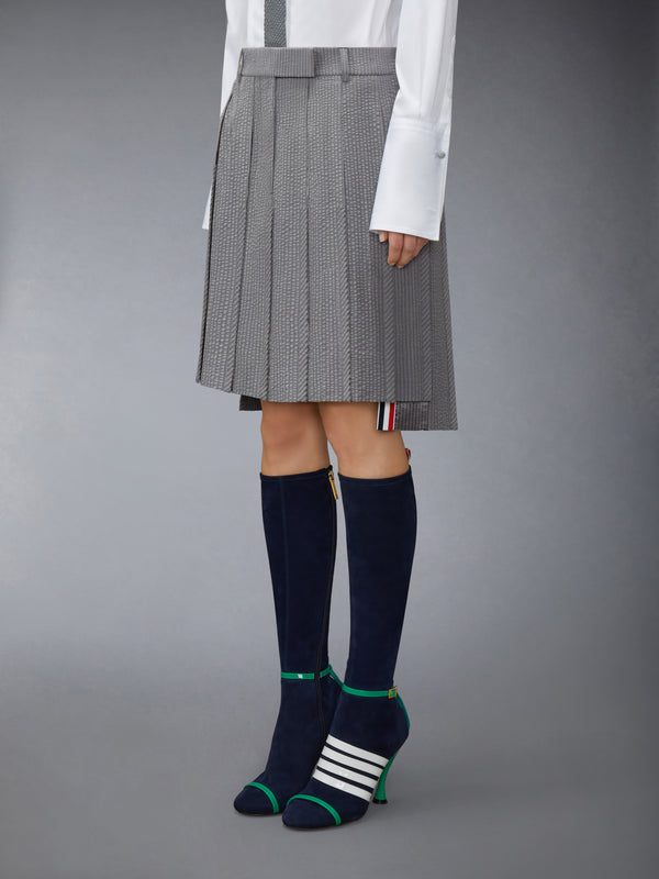 WOOL SEERSUCKER PLEATED LOW RISE PLEATED SKIRT - image 2