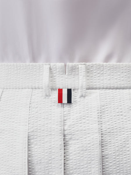 RWB BUGLE BEAD TIPPING LOW RISE PLEATED SKIRT WHITE