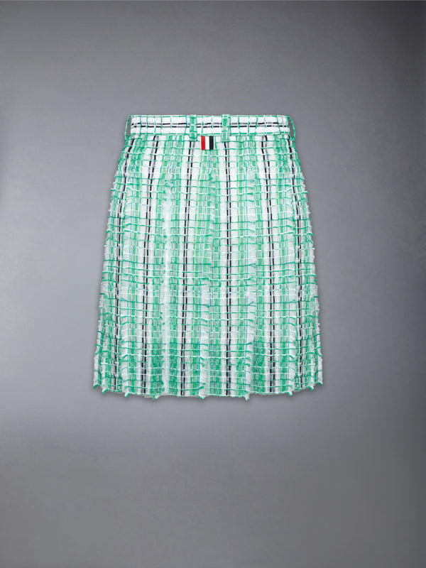 STRIPED SHEER TWEED LOW RISE PLEATED SKIRT - image 7