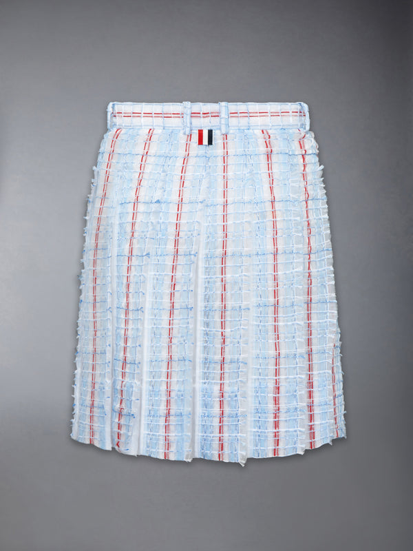 스트라이프 시어 트위드 로우라이즈 플리츠 스커트 - image 7