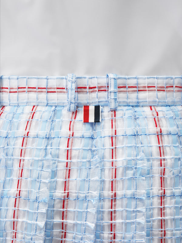 스트라이프 시어 트위드 로우라이즈 플리츠 스커트 - image 5