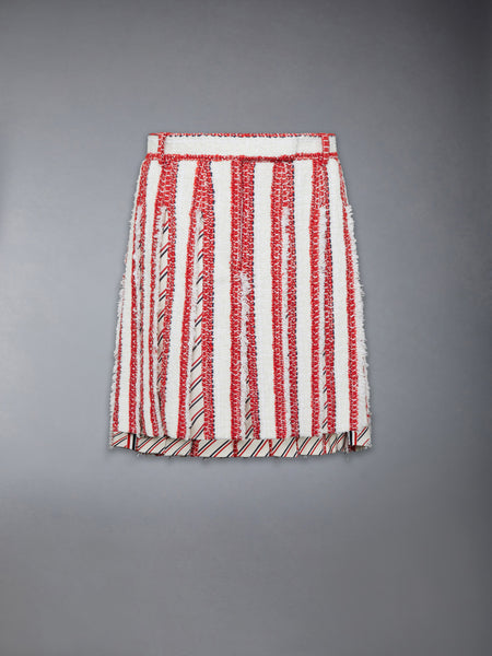 RIBBON TWEED LOW RISE PLEATED SKIRT RWBWHT