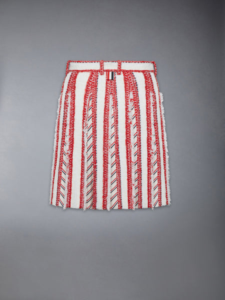 RIBBON TWEED LOW RISE PLEATED SKIRT RWBWHT