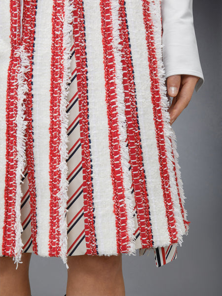 RIBBON TWEED LOW RISE PLEATED SKIRT RWBWHT