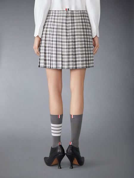GUNCLUB HEAVY TWILL LOW RISE PLEATED MINI SKIRT MED GREY
