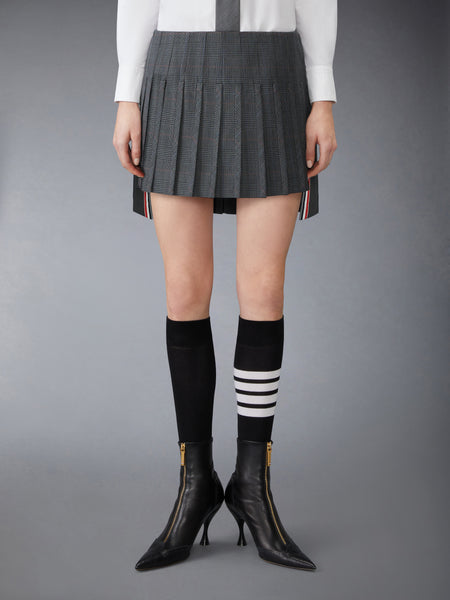 HIGH TWIST WOOL LOW RISE PLEATED MINI SKIRT DARK GREY