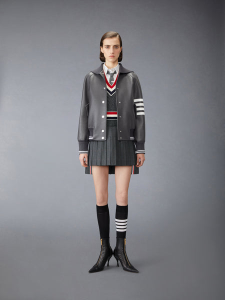HIGH TWIST WOOL LOW RISE PLEATED MINI SKIRT DARK GREY