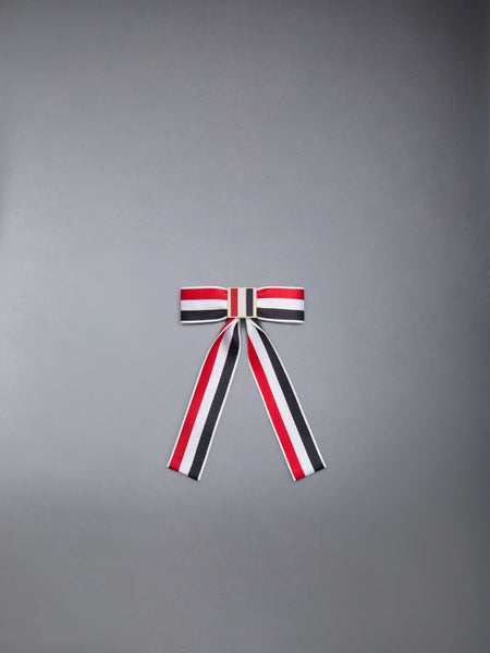 サテン RWB リボン バレッタ RWB／白