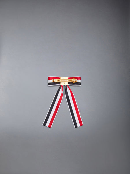 サテン RWB リボン バレッタ RWB／白