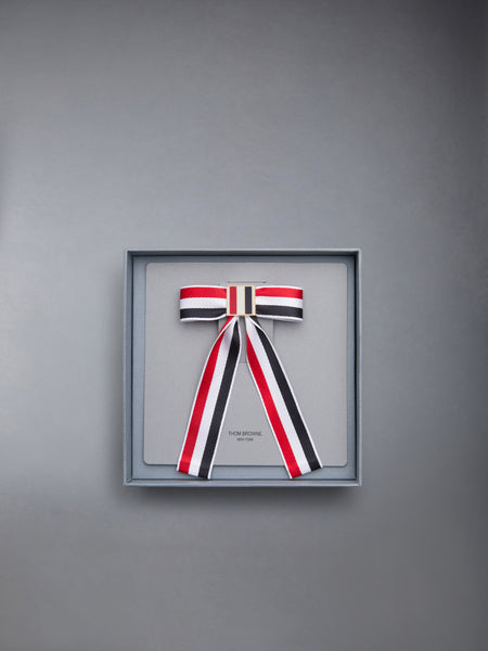 サテン RWB リボン バレッタ RWB／白