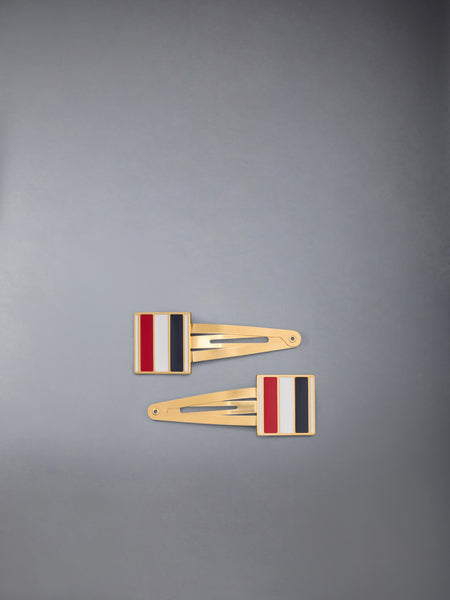 2-PAIR RWB FLAG HAIR CLIPS GOLD