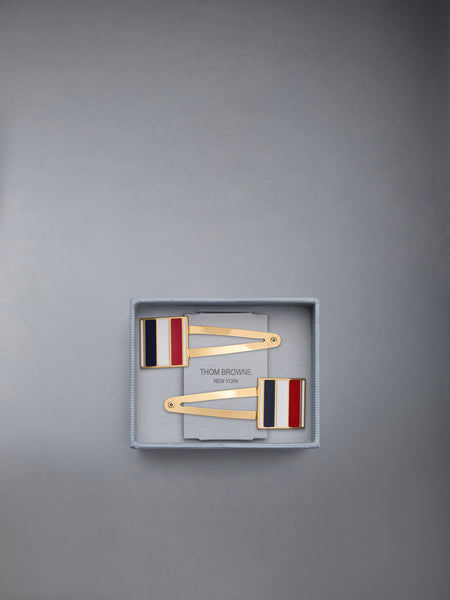 2-PAIR RWB FLAG HAIR CLIPS GOLD