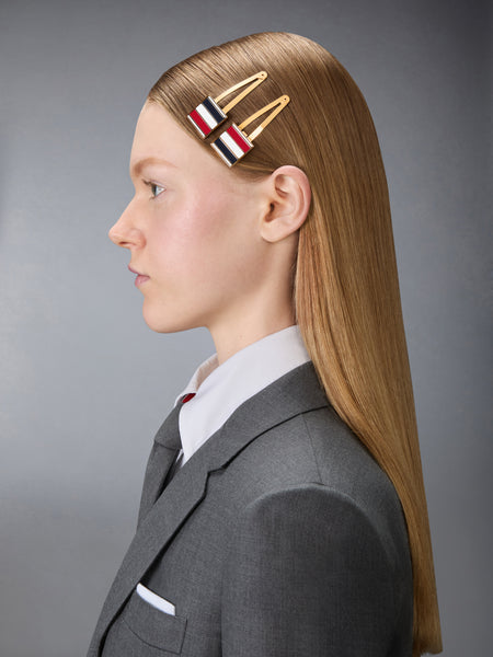 2-PAIR RWB FLAG HAIR CLIPS GOLD