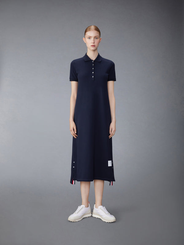 CLASSIC COTTON PIQUE CENTER BACK STRIPE MAXI POLO SHIRTDRESS