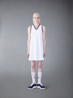 CLASSIC PIQUE STRIPE V-NECK TENNIS DRESS