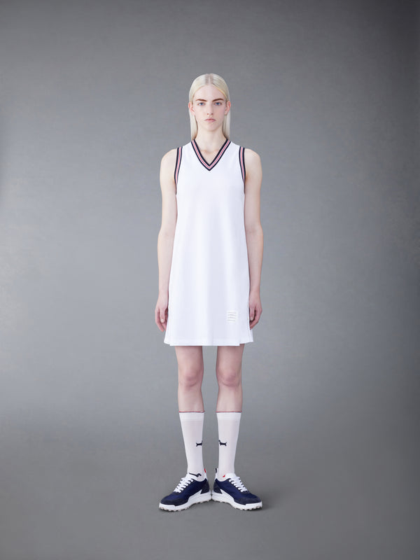CLASSIC PIQUE STRIPE V-NECK TENNIS DRESS - featured image