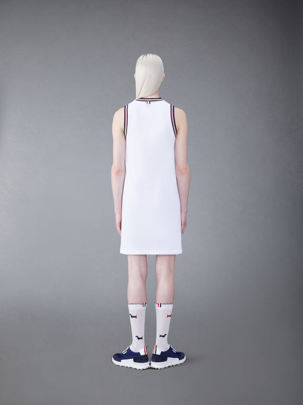 thom browne tennis dress Classic Pique Stripe V-Neck Tennis Dress