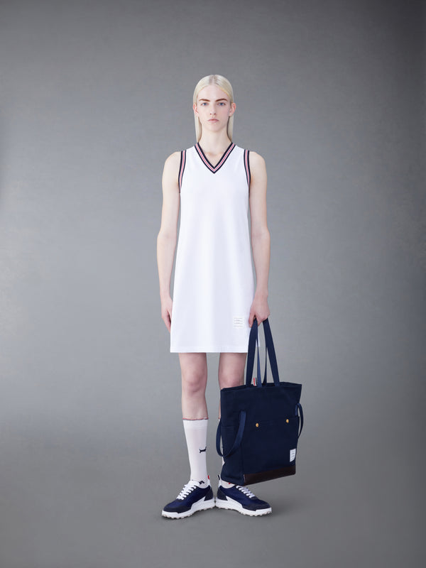 CLASSIC PIQUE STRIPE V-NECK TENNIS DRESS - image 4