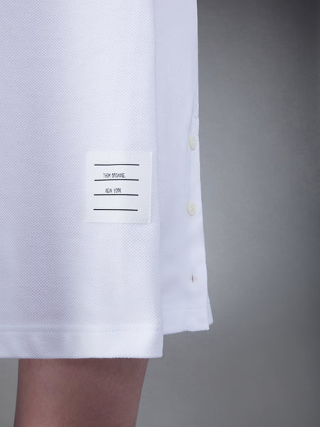 CLASSIC PIQUE STRIPE V-NECK TENNIS DRESS WHITE