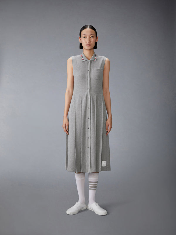 COTTON WAFFLE PLEATED POLO DRESS - image 1