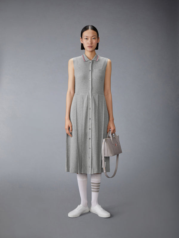 COTTON WAFFLE PLEATED POLO DRESS - image 4