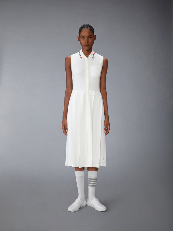 COTTON WAFFLE PLEATED POLO DRESS - image 1