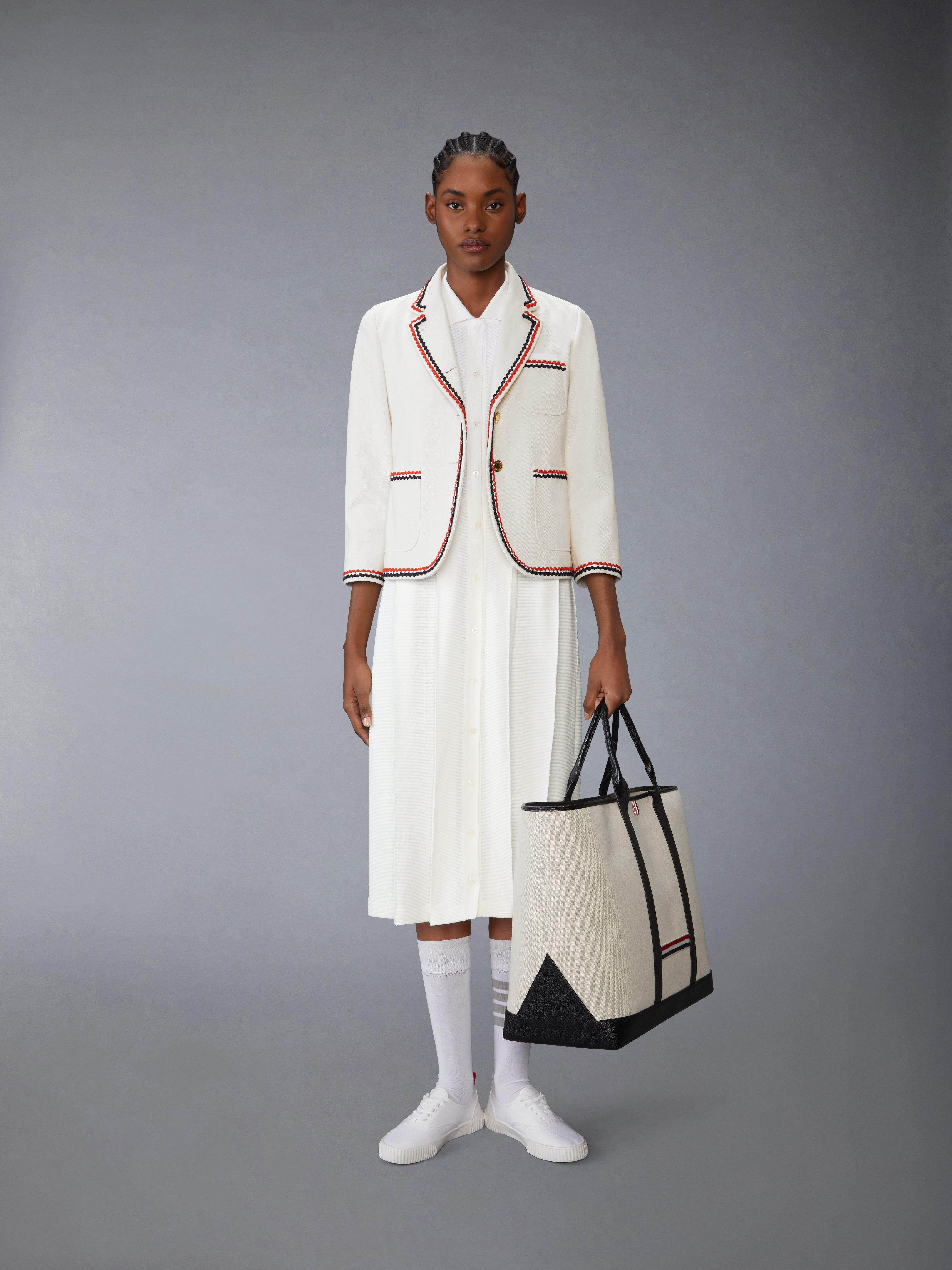 Cotton Waffle Pleated Polo Dress | Thom Browne